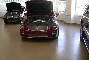 epoxy flooring in an automotive dealership
